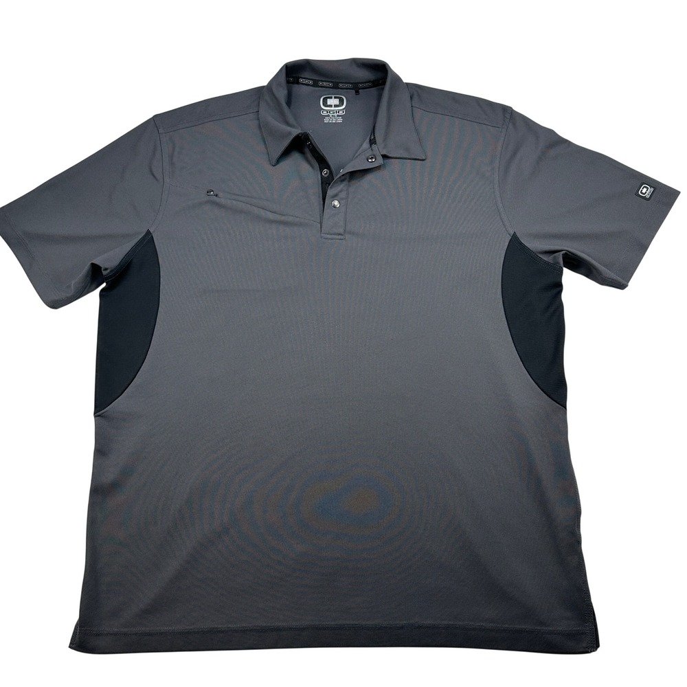 OGIO Endurance Mens XL Gray Performance Polo Shirt Snap Placket Zip Pocket XL/TG